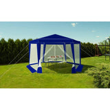 Pavilion pentru gradina/terasa, cadru metalic, impermeabil, cu plasa de tantari, albastru, 4x1.95x2.5 m