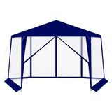 Pavilion pentru gradina/terasa, cadru metalic, impermeabil, cu plasa de tantari, albastru, 4x1.95x2.5 m