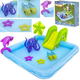 Piscina gonflabila pentru copii, de joaca, cu tobogan, 206x239x86 cm, Bestway Fantastic Aquarium