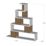 Biblioteca, pal melaminat, alb si natur, 120x22x130 cm, Pyramid, Minar