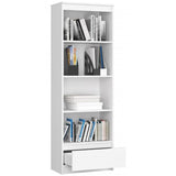 Biblioteca, placa laminata, 1 sertar, 4 rafturi, alb, 60x35x180 cm 