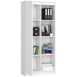 Biblioteca, placa laminata, 8 rafturi, 1 usa, alb, 80x35x180 cm