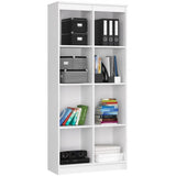 Biblioteca, placa laminata, 8 rafturi, 1 usa, alb, 80x35x180 cm