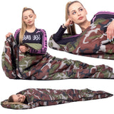 Sac de dormit, turistic, 2 in 1, camuflaj, 210x73 cm, Springos