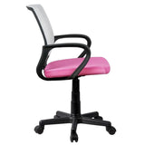 Scaun de birou pentru copii, rotativ, alb, roz si negru, max 100 kg, 53x56.5x81/93 cm