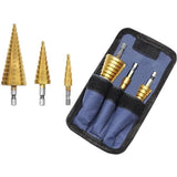 Burghiu pentru metal, in trepte, otel, set 3 buc, 4-12/20/32 mm