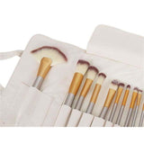 Pensule de machiaj, multifunctional, husa alba, set 18 piese, Isotrade