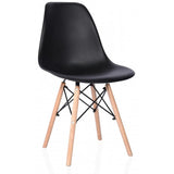 Set scaun stil scandinav, 4 bucati, lemn si PP, negru, max 125 kg, 46x50x82 cm