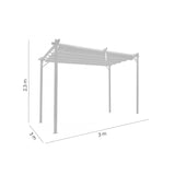 Pergola pentru gradina/terasa, cadru metalic, retractabila, gri, 3x3x2.3 m