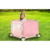 Tarc de joaca pentru copii si bebelusi, cu bile, cadru inox, roz, max 50 kg, 125x110x65 cm, Isotrade