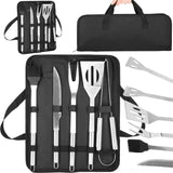 Ustensile pentru barbecue, grill, gratar, inox, set 5 piese, cu trusa, Springos