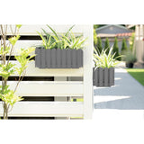 Jardiniera decorativa, suport metalic, sistem irigare, gri, 38x18x16.2 cm, Boardee Fencycase W 