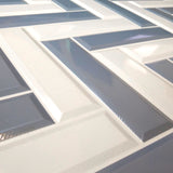 Panou decorativ, PVC, model zig-zag 3D, alb-albastru, 96x48.5 cm