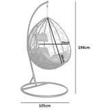 Scaun leagan suspendat, ratan sintetic, gri, marime S, 90x99 cm, 194 cm